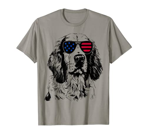 English Setter Dog 4th July America USA Flag T-Shirt