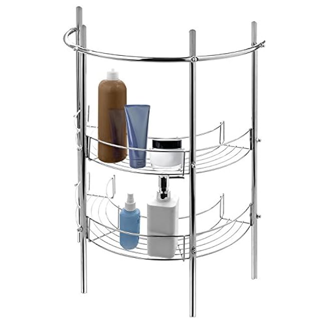 MyGift Chrome Plated Metal Under-the-Sink Rack with 2 Display Shelves