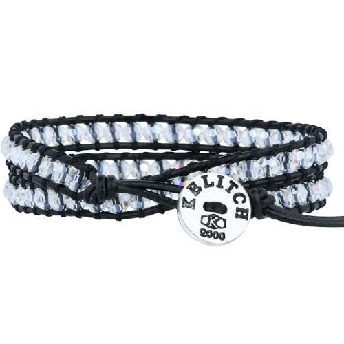 Image of KELITCH Natural Agate Onyx 2 Wrap Bracelets Handmade Leather Strand Bracelets Fashion Jewelry