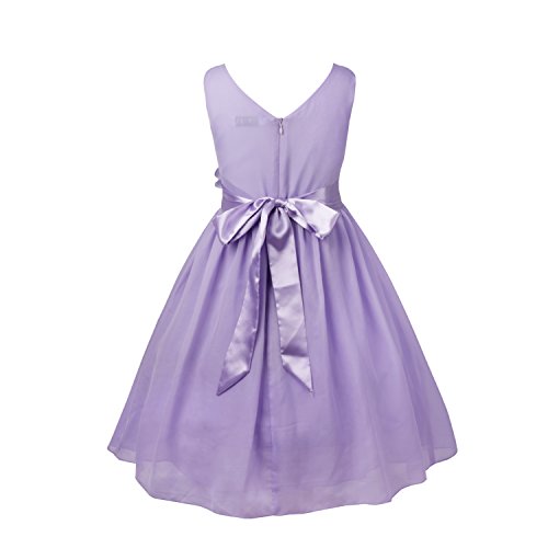Kids Girls Flower Girl Chiffon Bowknot Back Sleeveless V-Neck A-line Wedding Dress Party Dress4