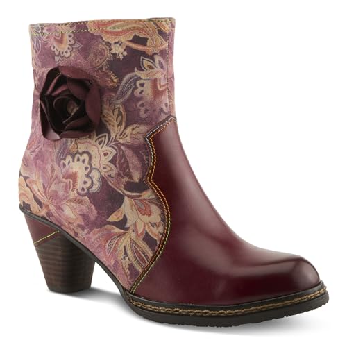 Spring Step L'Artiste Naima Heeled Booties | Floral-Printed Leather Ankle Boots with Rose Cutout Design2
