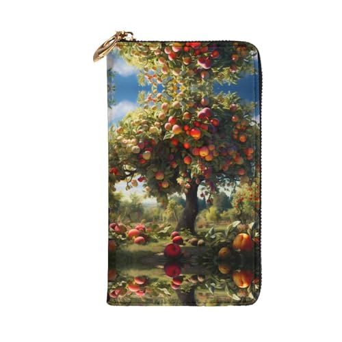 Stylish Harvest fruit trees Printing Leather Wallet - Long Clutch for Women, RDurable Material, 12 Card Slots, Zipper Compartments2