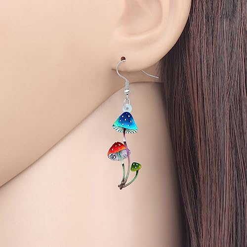 BONSNY Sweet Floral Acrylic Dangle Mushroom Earrings for Women Jewelry Gifts Novelty Funny Charms2