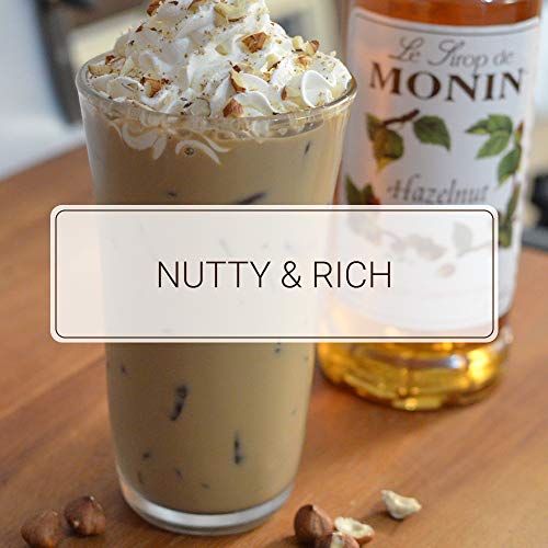 Monin - Hazelnut Syrup, Nutty Taste Of Caramelized Hazelnut, Natural Flavors, Great For Mochas, Lattes, Smoothies, Shakes, And Cocktails, Non-Gmo, Gluten-Free (1 Liter, 4-Pack) #TOP2