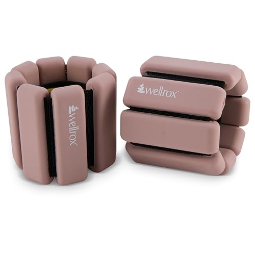 Image of Wellrox Weighted Bangles - Adjustable Ankle and Wrist Weights for Women & Men - Set of Ankle Weights 2 lbs (1 lb Each Wrist Weight) | Weighted Arm Bands for Pilates, Yoga, Running & Walking