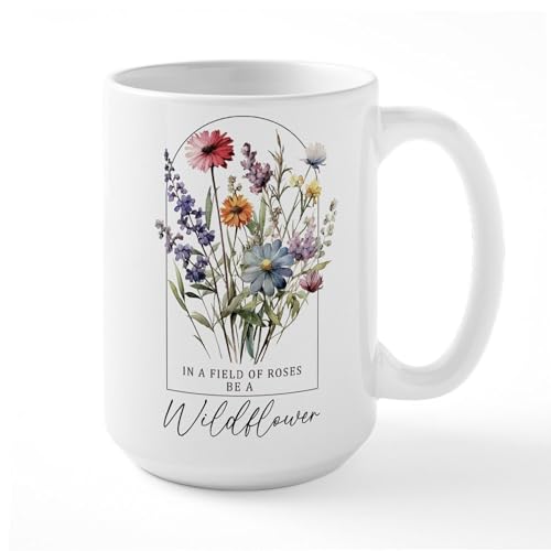 Mug Cerámico CafePress 15 oz Blanco Diseño Flores miniatura 1