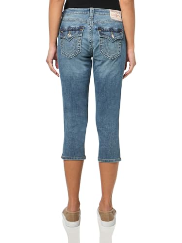 True Religion Women's Jennie Mid Rise Capri Flap Jeans - Stylish Flap Pocket2