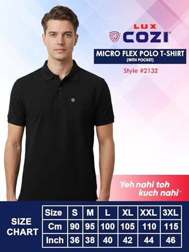 Image of Lux Cozi Men's Cotton Blend Polo T-Shirt with Chest Pocket | Collar T-Shirts for Men | Half Sleeves | Plain - Regular Fit (Pack of 2)