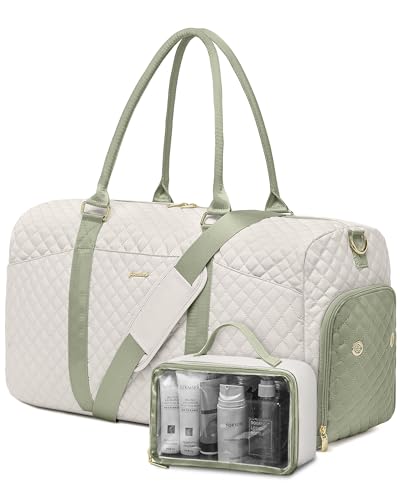 Image of Women Weekender Travel Duffle Bag: Travel Duffel Overnight Bags with Shoe Compartment Large Carry on Tote with Toiletry Bag Weekend Traveling Yoga Gym Hospital Bag for Women with Wet Pocket