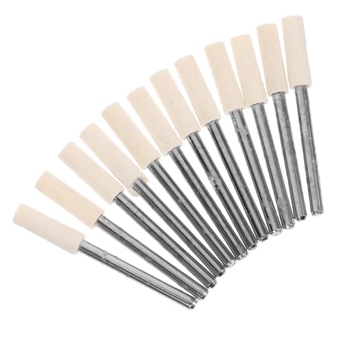 Cabilock 3mm Wool Felt Polishing Bits 12pcs Set Wool Grinding Heads Versatile for Jewelry Metalwork Craft