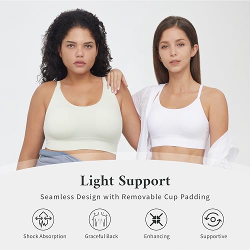 AMRIY Womens Sports Bras for Women Light Support Padded Workout Bras for Women Supportive Seamless Women's Wireless Yoga Bra2