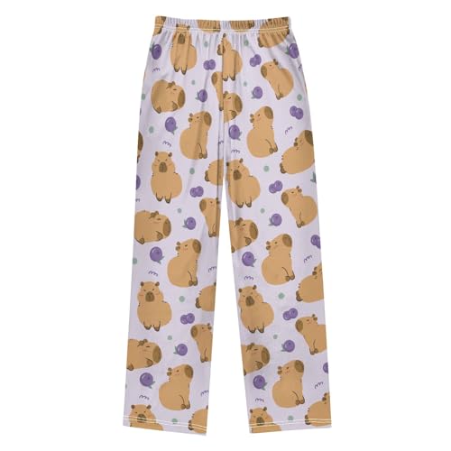 Cute Capybara and Grape Cute Pajama Pants, Soft Sleepwear Lounge Pants Pajama Pj Bottoms for 6-14 Years2