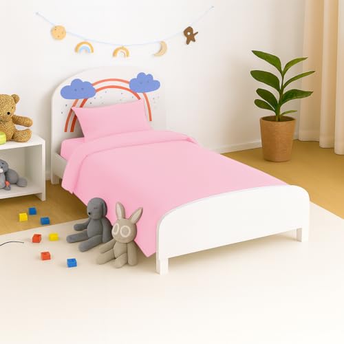 Juego de ropa de cama de bebé de 20 colores + funda de edredón 2 piezas para cuna de bebé de 120 cm x 90 cm (rosa claro)