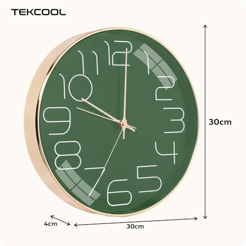 Image of TEKCOOL Plastic Digital Wall Clock 12 inch Silent Quartz Decorative Non-Ticking Classic Clock Battery Operated Round Easy to Read for Room /Home /Kitchen /Bedroom /Office /School-(Mehendi Rosegold)'