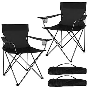 Joyfair Portable Camping Chair, Outdoor Lawn Folding Chairs for Adults, Heavy Duty Large Foldable Chairs for Beach, Fishing, Tailgating and More Outdoor Sport, Carry Bag & Cup Holder