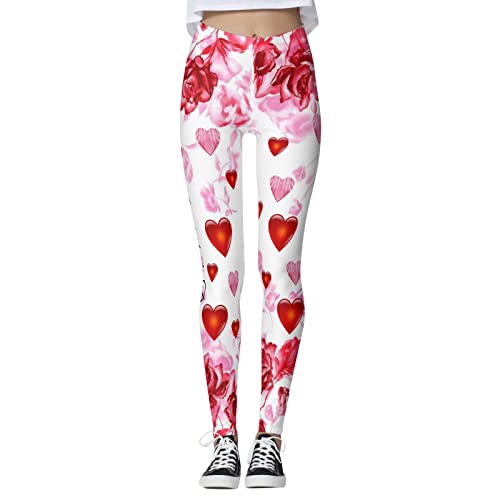 dmqupv Leggings de treino para mulheres, calças estampadas divertidas da moda para o dia dos namorad