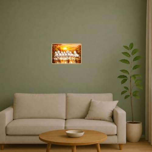 Image of 7 Running Horses Vastu Photo Frame, 8x12 Inch