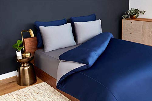 SHEEXOriginal Performance Cooling Duvet Cover Set, Lightweight Full/Queen Duvet Cover with 2 Standard Pillow Shams, Navy/Graphite