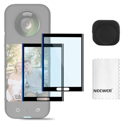 NEEWER Screen Protector & Lens Guard Compatible with Insta360 X5 X4 Action Cameras Tempered Screen Cover Film (2 Pack) Silicone Cap Protective Case and Replacement Accessories Kit CA156