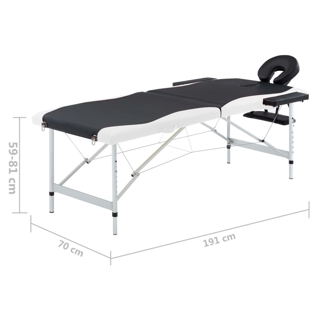 Massageliege Klappbar 2-Zonen Aluminiumgestell Schwarz und Weiß,Gesundheit & Schönheit,Körperpflege,Massage & Entspannung,Massagetische,Schwarz,15.2 kg-110228