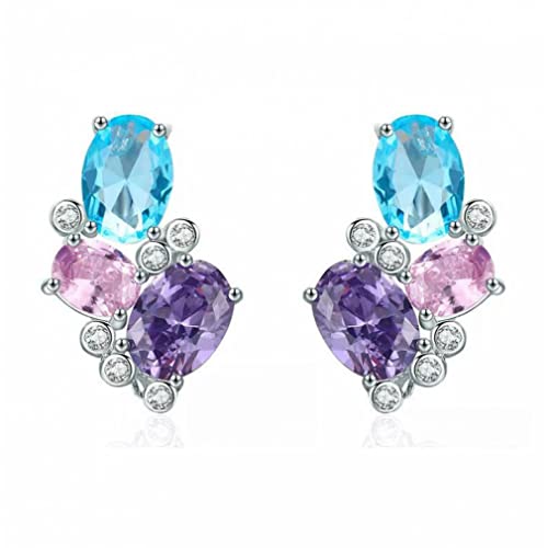 Boucles d'oreilles zircon coloré en argent 925, le cadeau idéal pour femme