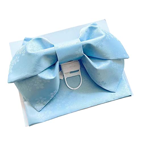 jojomis Exquisite Floral Waistband Japanese Kimono Obi Sash Belt with Pre Tied Bow 12.60x10.24x3.54 inch- Purple and Blue3