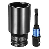 uxcell インパクトソケット 32mmメトリックソケット ディープ6角 差込角1/2"ドライブ 78mm長さ 1/4"六角軸アダプター付き 電動手動兼用 CR-Vスチール アダプターアクセサリーツールセットキット ヘックスボルトナット用