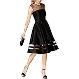 Betsy & Adam Womens Dress A-Line Satin Mesh-Trim Illusion Black 4
