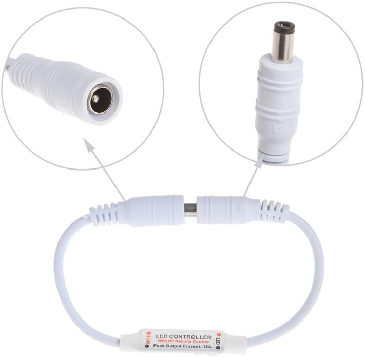 Miniatura 5 de Paquete de 2 tiras de luz LED con control remoto, mini controlador LED inalámbrico RF de un solo color 3528 5050 tira de luces LED regulador de
