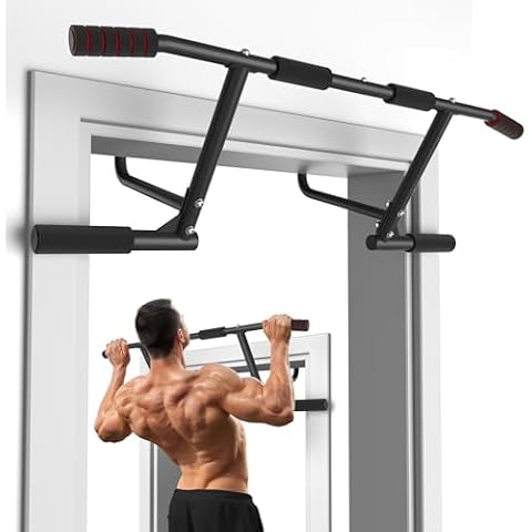 ONETWOFIT Pull Up Bar for Doorway, 440 lbs Heavy Duty Upper Body Fitness Workout Bar for Home Gym Exercise, Multi-Grip Strength Wall Mounted Door Frame Chin-Up Bar for Almost All Doors Cover