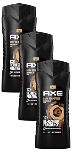 Axe 3-in-1 Duschgel & Shampoo Dark Temptation XL für langanhaltende Frische und Duft dermatologisch getestet, 400 ml (3er Pack)
