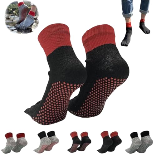 Konjoun Barefoot Socks Men Outdoor Non-Slip Grounding Socks Portable Five Finger Socks Athletic Running Beach Socks
