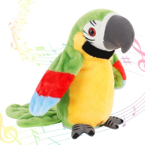 FENGQ Juguete de Peluche de Loro Parlante, Juguetes de Loro Parlante para Niños, Juguete de Felpa Electrónico Canta Reproducción con Función de Grabación, Juguete para Niños (Verde)