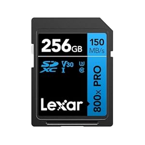 Lexar High-Performance 800x PRO SD Karte 256GB, Speicherkarte SDXC UHS-I, bis zu 150 MB/s Lesen, 45 MB/s Schreiben, V30/U3/C10 SD für Point-and-Shoot-Kameras/DSL... der Mittelklasse/HD-Camcorder