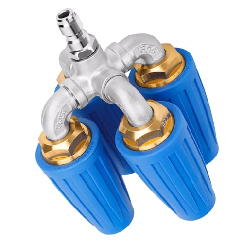 Quadruple Spray Turbo Nozzle Adapter, Quick Change Over Nozzle Tips with 1/4inch Quick Connect, 4000PSI
