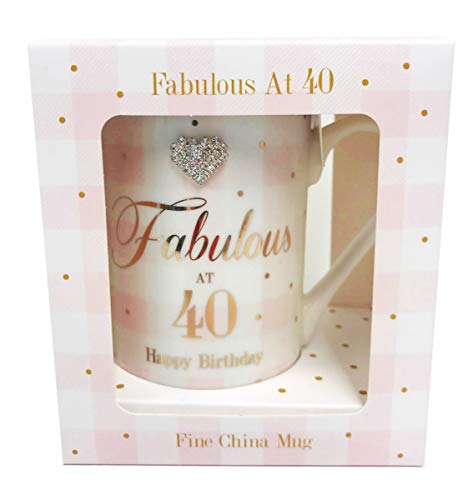 Card and Party Store Favoloso 40° tazza in porcellana con scritta in inglese Age Happy Birthday, idea regalo per lei