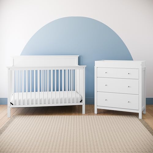 image for Storkcraft Carmel 3 Drawer Chest with Changing Topper (White) – GREE