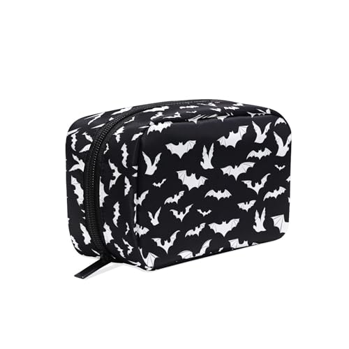 Makeup Bag Make Up Pouch Bats Black Cosmetic Toiletry Bag Storage Travel Makeup Organiser Case with Compartments Beauty Bag for Teenage Girl Women Lady