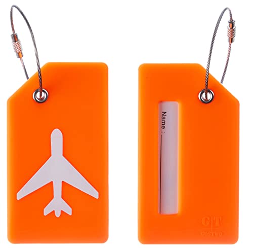 2 Pack Silicone Luggage Tag Baggage Handbag School Bag Suitcase Instrument Tag Label By Gostwo（Orange） #TOP1