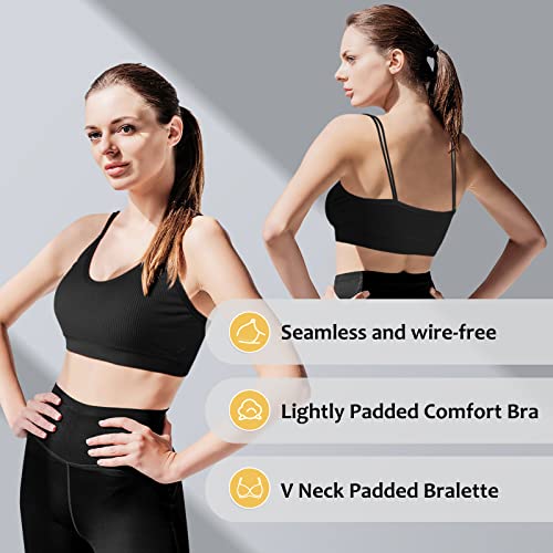 Omisy 4 Pcs Cami Bralettes for Women, Padded Sport Bra Pack No Underwire with Dual Straps for Sleeping, Yoga, Lounging3