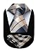 HISDERN Extra Long Check Tie Handkerchief Men's Necktie & Pocket Square Set (Brown & Navy Blue)