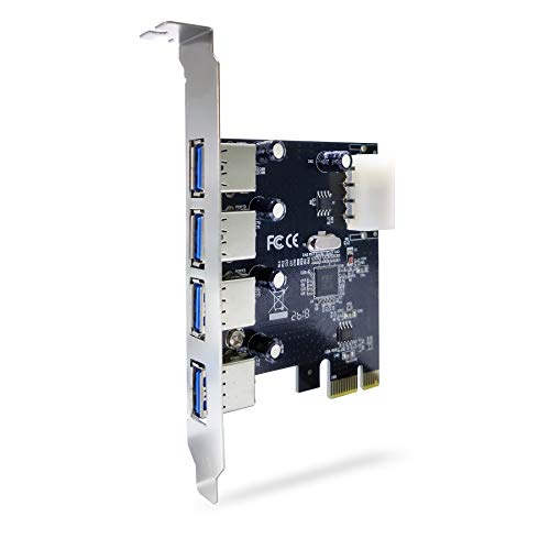 ADWITS PCIe 1x a USB 3.1 Gen 15 Gbps 4 Puertos Tipo A Tarjeta de expansión Hembra con VIALab VL805 SuperSpeed Controlador Host USB 3.0, Negro