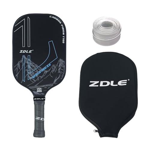 Pickleball Paddle Lightweight Carbon Fiber - T700 3000 RAW withShock Absorbing & Spin Control - USAPA Approved for Tournament Play Precise Shots