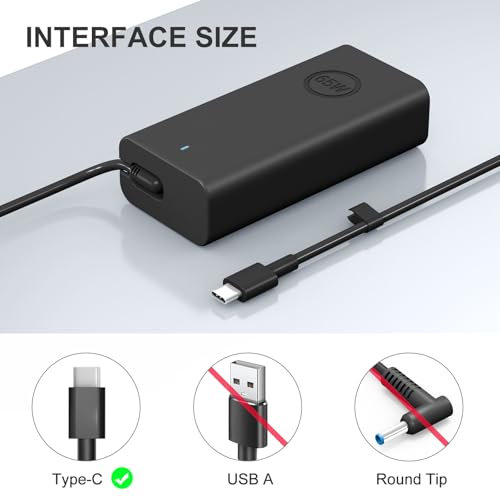 Image of 65W USB C for Dell Laptop Charger for Dell XPS Chromebook 3100 3400 5190 3110 2-in-1 and Dell Latitude 5000-5400 5410 5420 5430 3340 3440 3540 7340 7440 Type C Computer Adapter
