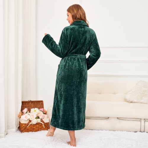 Image of RONGTAI Womens Bathrobe Ladies Fleece Plush Warm Long Robes Fleece Nightgown Sleepwear