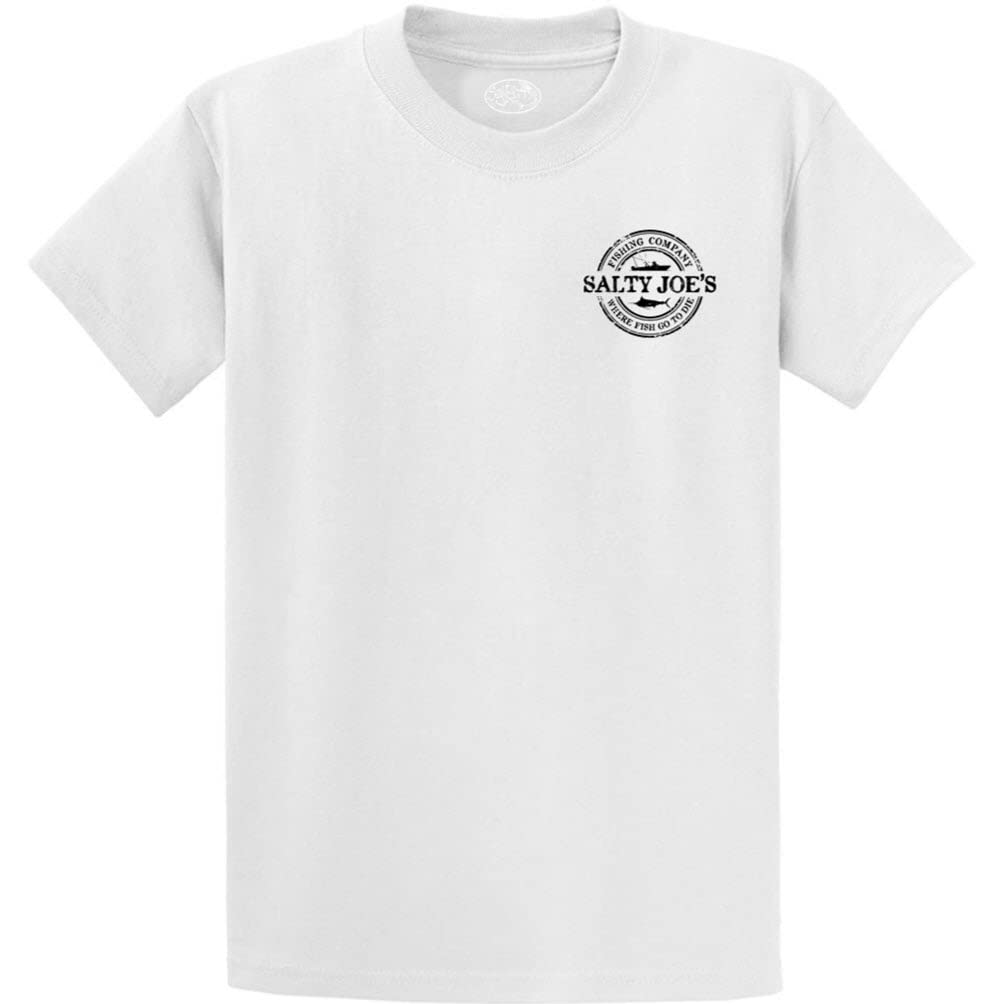 SALTY JOES Men's Fishing Co. Logo Heavy Cotton Tees-XL-White/b