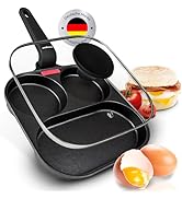 endusor Pannenkoekenpan inductie - spiegeleipan 26cm met 3-voudige PowerShield-coating. Voor alle warmtebronnen: inductie ceran gas elektrisch. Pan met 4 vormen voor pannenkoeken, eieren en