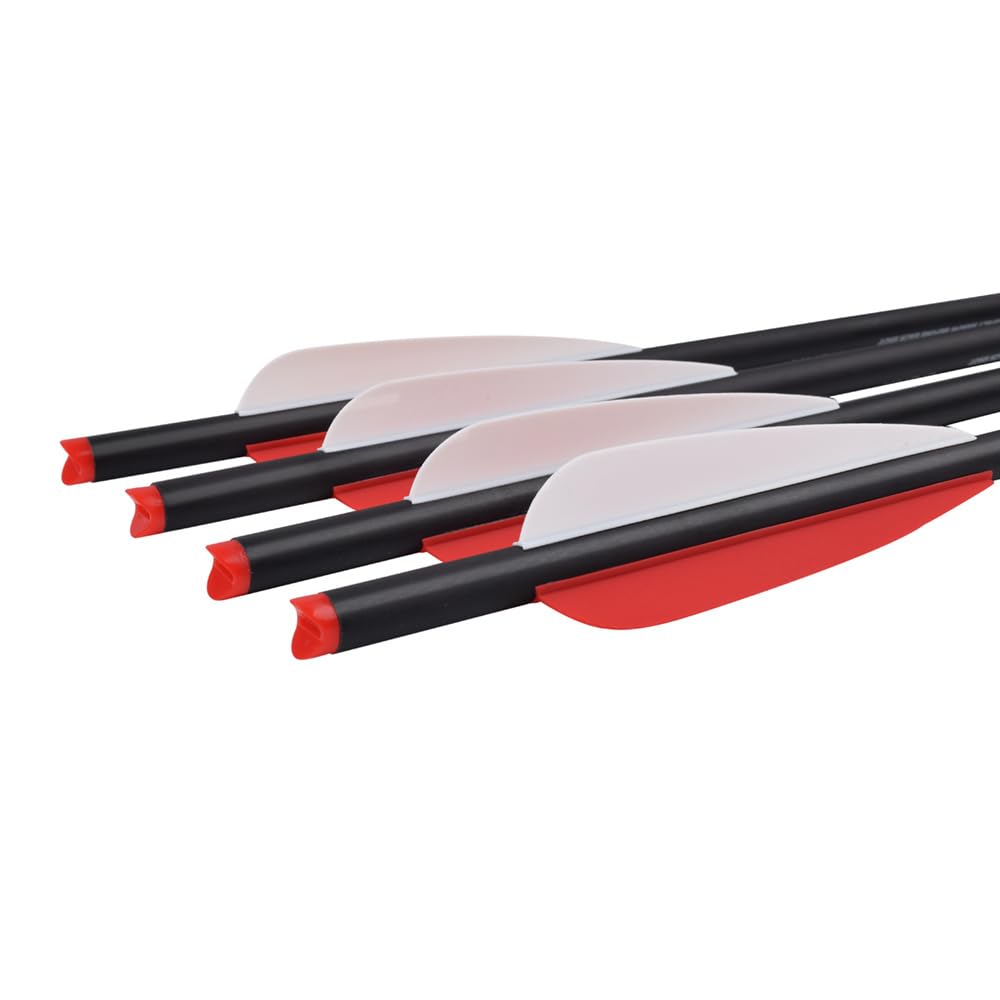 Lot de 12 vis d'arbalète en carbone 45,4 cm, 16, 18, 20, 55,6 cm, pour la chasse, le tir à l'arc avec vis à ailettes de rechange, pointe de flèche