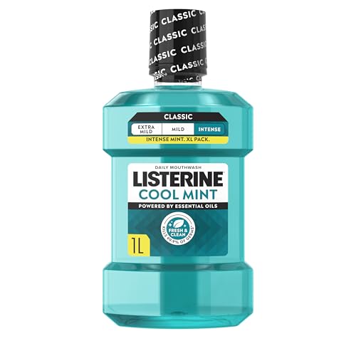 Listerine Cool Mint Intense Classic Taste Mouthwash (1000ml) Helps Kill Germs Left After Brushing Freshens Breath and Maintain Healthy Gums