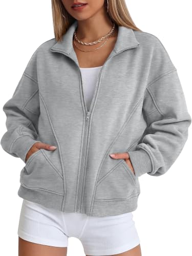 Women's Zip Up Sweatshirts 2026 Y2k Oversized Fleece Collar Jacket - image 1